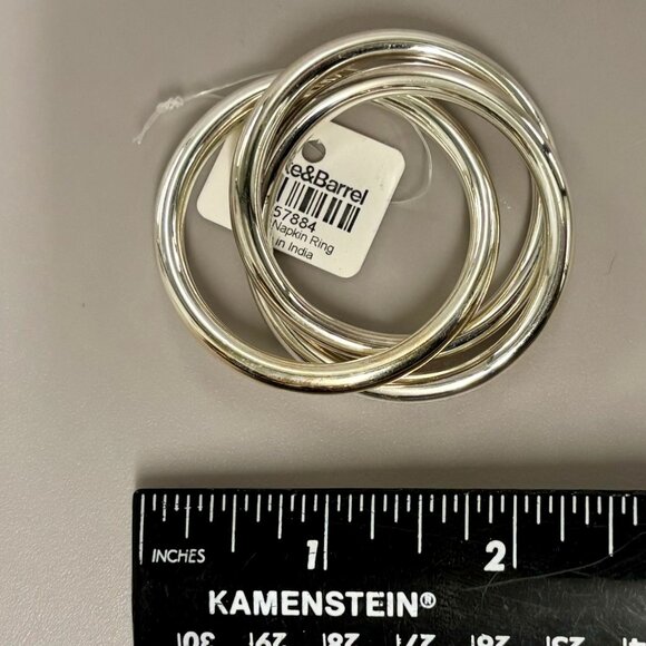 NWT Crate & Barrel triple link silverplate napkin rings/12 - Picture 3 of 4